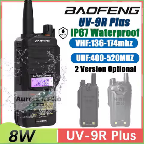 Baofeng UV-9R Plus Radio IP67 Waterproof DTMF 8W 128 Channel LED Flashlight VOX VHF UHF Power Saving