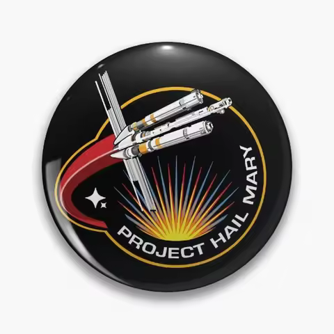 Project Hail Mary Mission Patch Pin Holographic Star Heart Pin Brooches Laminated Button Fashion Acc