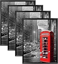 PETAFLOP 4 Pack 24x36 Frame for Pictures with Plexiglass Front, Black Poster Frames for 24 x 36 inch