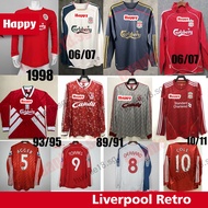 06-07 Liverpool Long sleeves retro jersey Dalglish 10-11 LFC Liverpool Home retro 89/91 Soccer jersey 93/95 Away jerseys gerrard Football Jersey torres Owen hunter Ian Rush