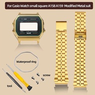 A158W A159W Modified Metal suit For Casio Watch small square A158 A168 Stainless steel case+strap Ma