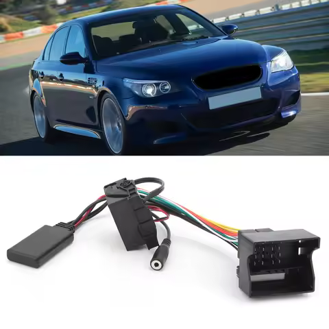 Car Bluetooth Module 59.1in Bluetooth 5.0 AUX Cable Audio Adapter with Microphone Fit for E60 E63 E6