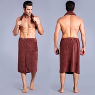 Adjustable Bath Skirt Breathable Pocketed Absorbent Wrap Towel Front Pocket Lightweight MenS Bathrob