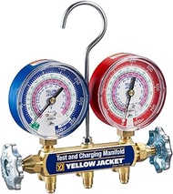 Yellow Jacket 42035 2-Valve Series 41 A2L Manifold, (psi °F) R32/454B/410A, 3-1/8" Gauges (No Hoses)