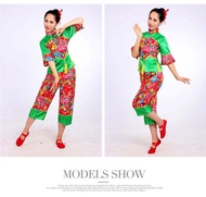 Yangge Dance Costume Middle-Aged and Elderly Northeast Ethnic Silk Dance Costume Female Fan Waist Dr