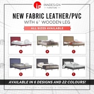 Expected Delivery 4-8 Weeks] [1 YEAR WARRANTY] Eme 6 Fabric Divan BedFrame With Wooded Leg (22 Colou