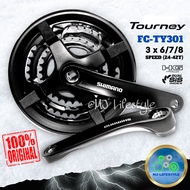 [ORIGINAL] SHIMANO Tourney 3 x 6 / 7 / 8 Speed Bicycle Crankset 24-42T FC TY301 Chainwheel MTB Crank Basikal