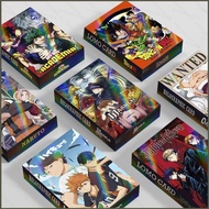 30PCS/Set MASHLE Jujutsu Kaisen Haikyuu Double-sided laser small card Anime Manga Peripherals lomo c