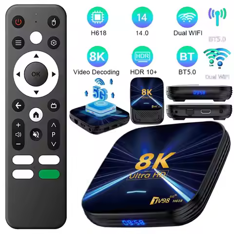 H618 Smart TV Box Android 14 Quad Core Cortex A53 8K HD Media Player 2.4G/5G Dual WiFi 8K BT Set Top