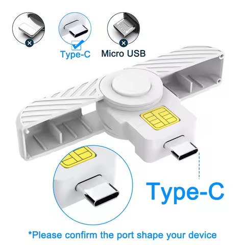 Portable USB Card Reader Type-C ID CAC Card Reader ATM Card Visa Reader for SIM Chip ID Card for Dig