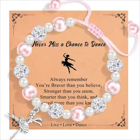 Dance Recital Gifts for Girls, Ballet Dancer Ballerina Bracelet Jewelry for Daughter Granddaughter N