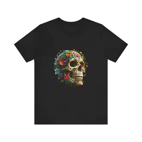 Flower Skull Halloween T shirt skeleton party trick o treat ghost Funny