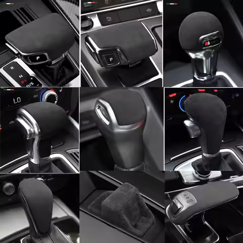 Suede Leather Gear Shift Knob Cover Trim For Audi A3 A3L A4 A4L A5 A6L A8L S6 A7 Q2L Q3 Q5L Q7 Q8 Ca