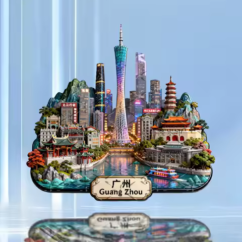 Guangzhou Canton Tower Metal Magnetic Fridge Magnet Creative Travel Souvenir Gift