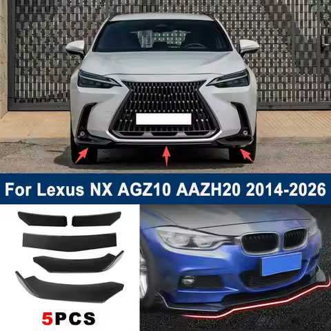 For Lexus NX AGZ10 AAZH20 2014-2026 model, adjustable 5PCS front bumper lip spoiler protection decor