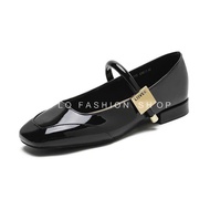 Giày Cao Gót Nữ Mary Jane Mũi Vuông Đế Trụ 3p Phối Khóa Vuông Sang Chảnh Da Mềm Êm Chân Phong Cách P