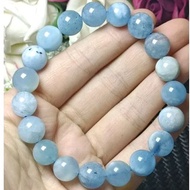 100% Natural Aquamarine bracelet 11mm+-100% Natural Aquamarine bracelet with Flashing Aquamarine bra
