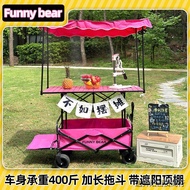 Trailer Trolley Foldable Sit Portable Camper Picnic Car Camping Car Camper Double Stall Car 4RNO
