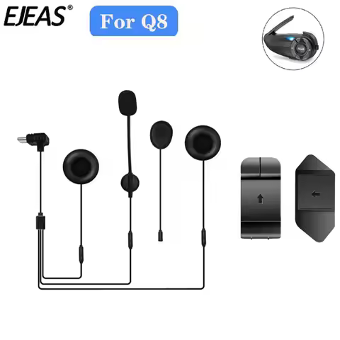 Original EJEAS Q8 Motorycycle Helmet Intercom Mic Type-C Interface Headphone With Hard Soft Micropho