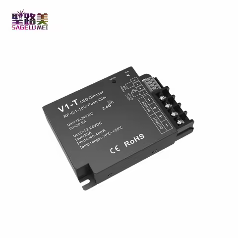 V1-T DC12-24V 0-10V Single Color LED Controller 3-in-1 dimming Push Dim 20A dimmer Auto-transmitting