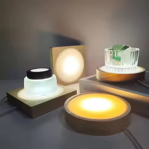 6/8/10CM LED Night Light with Wood Base DIY Resin Wine Bottle Decor Table Lamp Glass 3D Decorative B