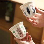 BUTUTU Espresso Cups, Anti-scald Ceramics Latte Coffee Mugs,  Art Flower Pattern 180ml/250ml Hand He