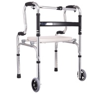 【COD】Adult Walker With Wheels Adjustable Aid Walker Crutch Cane Stick Stainless Steel Foldable For Elderly Handicapped Medical Walker With Chair