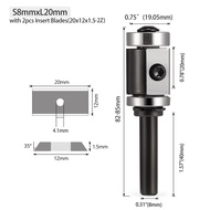 1PCS Milling Cutter 8/12/12.7mm Shank Wood Planer Bit Trimming Router Bit Carbide Insert for Woodwor