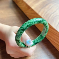 辣綠花青翡翠手鐲 | 18.5圍 | 天然緬甸玉翡翠A貨 | 送禮