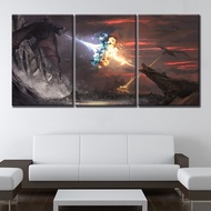 Canvas Prints Poster Home Decoration 3 Piece Game Of Thrones Season Ice And Fire Dragon Painting Mod