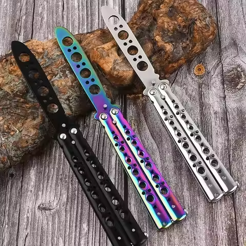 Foldable Butterfly Knife Trainer Portable Stainless Steel Pocket Practice Knife Training Tool for Ou