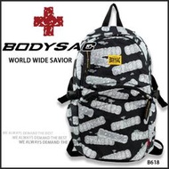 AMINAH~【BODYSAC B618】機能性 街頭潮流 黑色印花後背包