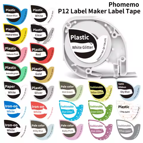 Phomemo P12 P12Pro Label Maker Tape Replacement for DYMO Label Maker Pastic Tape Replace for DYMO Le