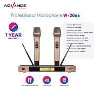 Advance Mic W-2066 Mic Wireless Profesional Dual Microphone Wireless UHF Digital Microphone System