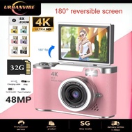 【SG Local Stock】4K Digital Camera with Flip Screen 48MP Vlog Selfie Camera for Selfie Travel YouTube