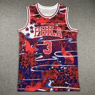 Jersi bola keranjang bersulam, edisi Tahun Arnab, jersi 76ers No. 3 Iverson.