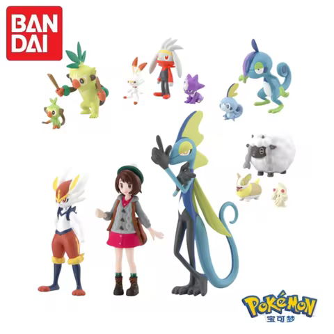 In Stock Original Bandai POKEMON Galar Region Gloria Cinderace Scorbunny Thwackey Inteleon Anime Fig