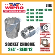 MATA Wipro Chrome Shock Wrench Eye Sok Sock Socket Star 3/ 4 inch 12 PT Segi 12 45 46 50 52 54 55 56