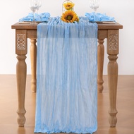 Light Blue Cheesecloth Table Runner Boho Rustic Gauze Cheese Cloth Table Runner Baby Shower Birthday