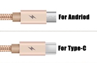 สายชาร์จโทรศัพท์มือถือ Android Type-C รองรับรุ่น oppo vivo samsung สายถัก สายชาร์จไว Micro USB 1 เมต