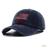 ☋✒☒New Men's Embroidered American Flag Snapback Cap USA Chapeau Homme Vintage Washed Denim Baseball Cap Dad Hats for Wom