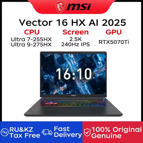 2025 MSI Vector 16 HX AI Gaming Laptop 16 Inch 2.5K 240Hz IPS Screen Netbook Ultra 9-275HX 32GB 1TB