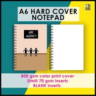 A6 Custom Notepad Hard Cover 800 gsm with BLANK inserts | Wire-O