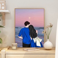 LN1 custom Romantic Back View Couple Gift 40X50CM noframe Digital Oil Painting diy Hand-Filled Color