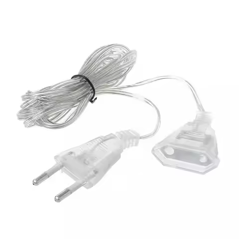 3M 5M Power Plastic Extension Cord for EU Plug LED Holiday Light String Extension Standard Home Tran