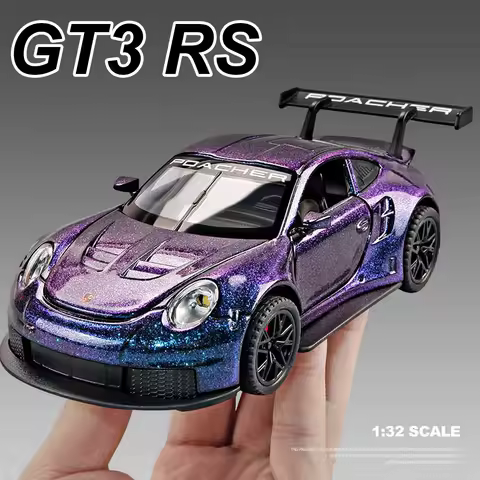 1:32 Scale 911 GT3RS Macan Diecast Model Miniature Car Alloy Toys Pull Back 4 Doors Opened Metal Bod