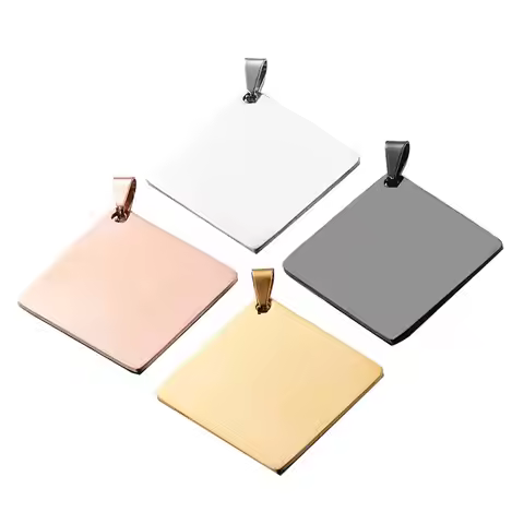 5pcs Wholesale square shape Stainless Steel Army ID Blank Dog Tags Miliary Tag Pendant Necklace Jewe