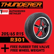 205/65R15 Thunderer R301 Tires 94H (Made in Thailand) with Free Rubber Tire Valve and Wheel Weights