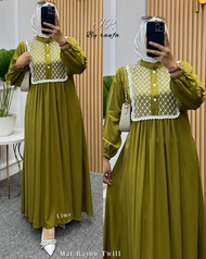 Aisyah Dress | Gamis Rayon Twill Rompi | Baju Wanita Korean Style Terbaru