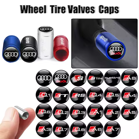 For AUDI RS S SLINE QUATTRO A4 A5 A3 A6 A7 Q3 Q4 Q5 Q6 Q7 A1 A2 Car Logo Tire Valve Caps Dustproof W